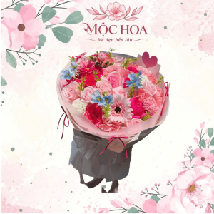 Hoa sáp mix hoa lụa